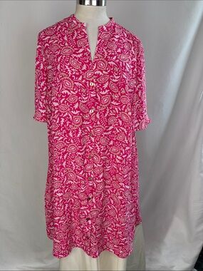 ANN TAYLOR PINK PRINT BUTTON FRONT DRESS